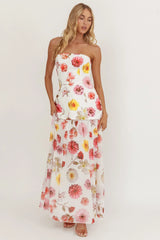Wilma Flowy Hem Strapless Maxi Dress Floral