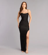 Meg Cowl Neck Slit Formal Dress