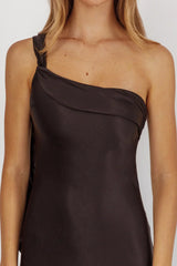 Carmel One-Shoulder Sash Maxi Dress Black