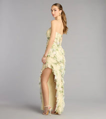 Jacie Floral Ruffle Column Formal Dress