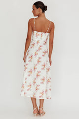 Kalaya Lace-Up Waist Midi Dress Floral