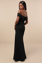 Song of Love Black Off-the-Shoulder Maxi Dress