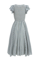 Hattie Dress in Dusty Teal Gingham