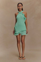 Caprice Halter Knit Mini Dress - Lagoon