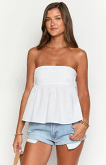Klee White Strapless Tie Back Top