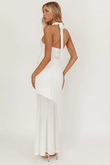 Somewhere New Half Sheer Maxi Skirt White