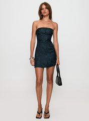 Ramie Strapless Mini Dress Navy