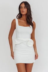 Goldy Rose Waist Decoration Mini Dress White