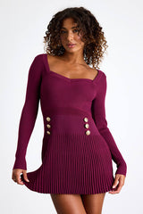 Chicest Crush Plum Ribbed Long Sleeve Mini Sweater Dress