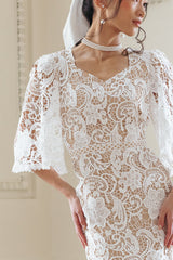 Cecilia Dress in White Lace