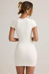 Modal Short-Sleeve Bodycon Mini Dress in White
