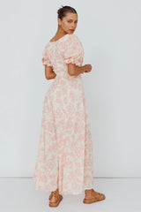 Sitting Pretty Pintuck Pleat Puff Sleeve Dress Pink