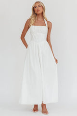 Irisa Elasticated Halter Maxi Dress White