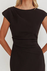 Zarae Cap Sleeve Surplice Back Maxi Dress Black