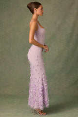 Embellished Fishtail Corset Gown in Lilac