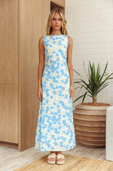 Made For You Scoop Back Maxi Dress Floral Blue