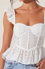 Baylin Eyelet Peplum Corset Top