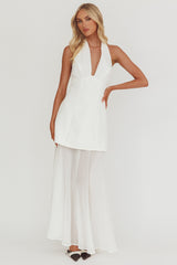 Opulent Halterneck Layered Maxi Dress White