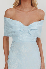 Fairytales Off-Shoulder Jacquard Maxi Dress Blue