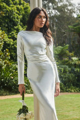 Loveland Cowl Back Midi Dress Oyster
