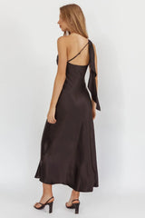 Carmel One-Shoulder Sash Maxi Dress Black