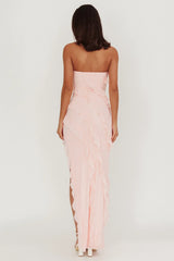 Just Friends Strapless Ruffle Maxi Dress Light Pink