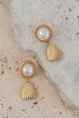 Valentina Tassel Pearl Earrings Gold/Pearl