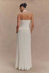 Stacie Pleated Halter Maxi Dress - Ivory