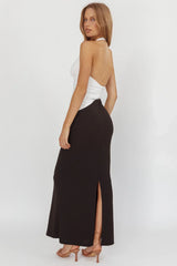 Lala Gathered Waist Maxi Dress White/Black