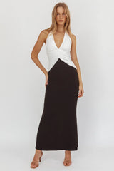 Lala Gathered Waist Maxi Dress White/Black