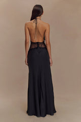 Dinah Lace And Satin Maxi Dress - Black