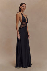 Dinah Lace And Satin Maxi Dress - Black