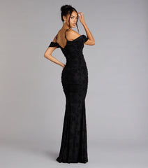 Evelina Mesh Velvet Mermaid Formal Dress