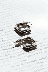 Maddox Small Square Hoop Earrings Silver