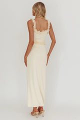 Olivera Lace Frill Trim Maxi Dress Cream