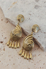 Barbados Spiral Shell Earrings Brushed Gold
