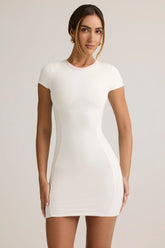 Modal Short-Sleeve Bodycon Mini Dress in White