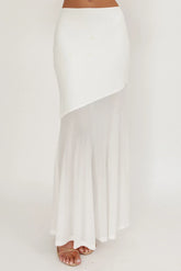 Somewhere New Half Sheer Maxi Skirt White