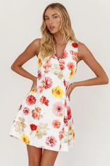 Austria Sleeveless Double Breasted Mini Dress Floral