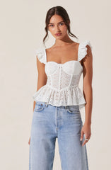 Baylin Eyelet Peplum Corset Top