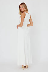 Ibis Pleat Detail Maxi Dress Off White