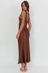 So Sweet Lace Trim Maxi Dress Chocolate