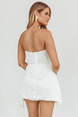 Toni Strapless Ruched Mini Dress White