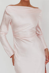 Loveland Long Sleeve Cowl Back Maxi Dress Pink
