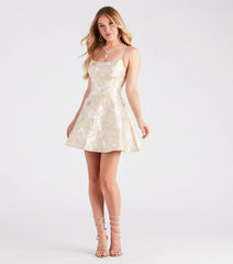 Spencer Floral Jaquard Skater Party Dress