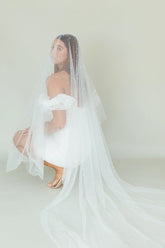 Angela Pearl Embellished Veil White