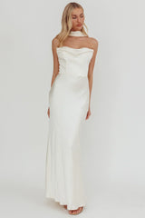 Navi Strapless Laced Back Maxi Dress Oyster