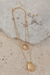 Moonlight Double Chain Pendant Necklace Gold