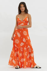 Later Days Cami Strap Maxi Dress Print Red
