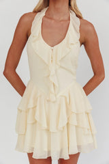 Live Loud Ruffle Layered Hem Mini Dress Cream